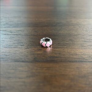 Pink and Silver Heart Charm